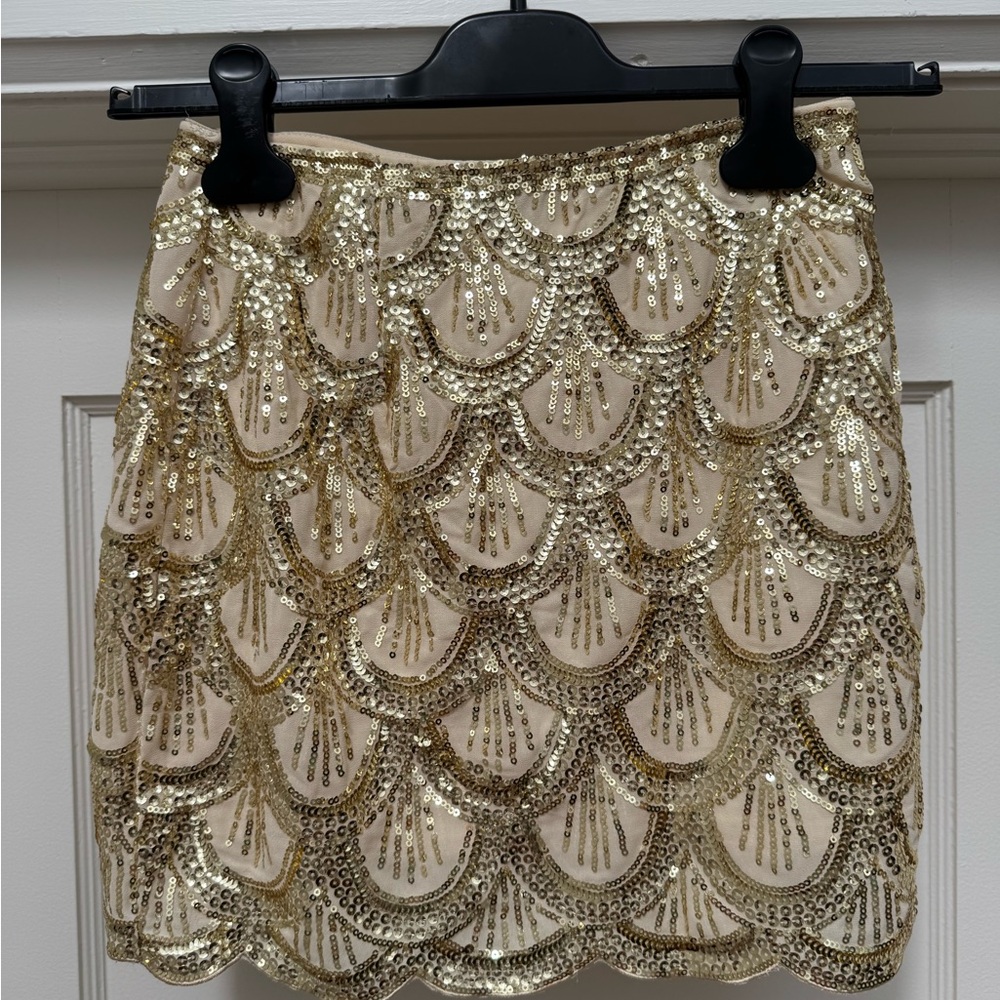 Tobi Gold Sequin Mini Skirt